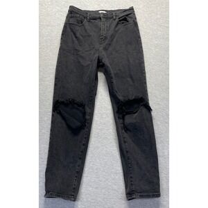 Vibe & Rant Jeans Women 13/(W31) Black Denim High Rise Distressed Straight Leg